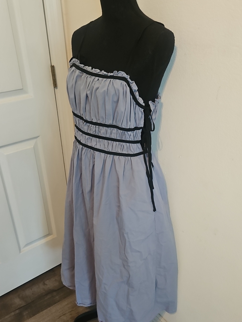 Blue Sundress with Black Ties
